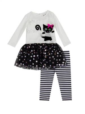 Rare Editions Halloween Cat Tutu Dress & Striped Legging Set  3-6 Months
