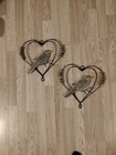 Wrought Iron Heart Shape w/wooden Bird Accented w/beads