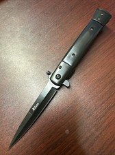 9" Black Folding EDC Pocket Knife with Clip