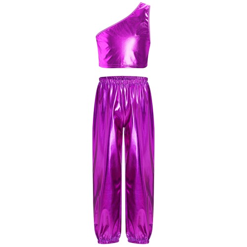 Kids Girls Vest And Trousers Show Tracksuit Dance Crop Top With Pants Stage - Picture 69 of 83