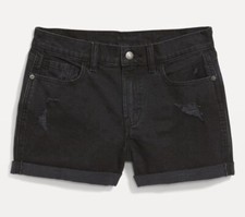 Old Navy Boyfriend Mid Rise Destroyed 3 Inch Rollup NWT Black Jean Shorts 8