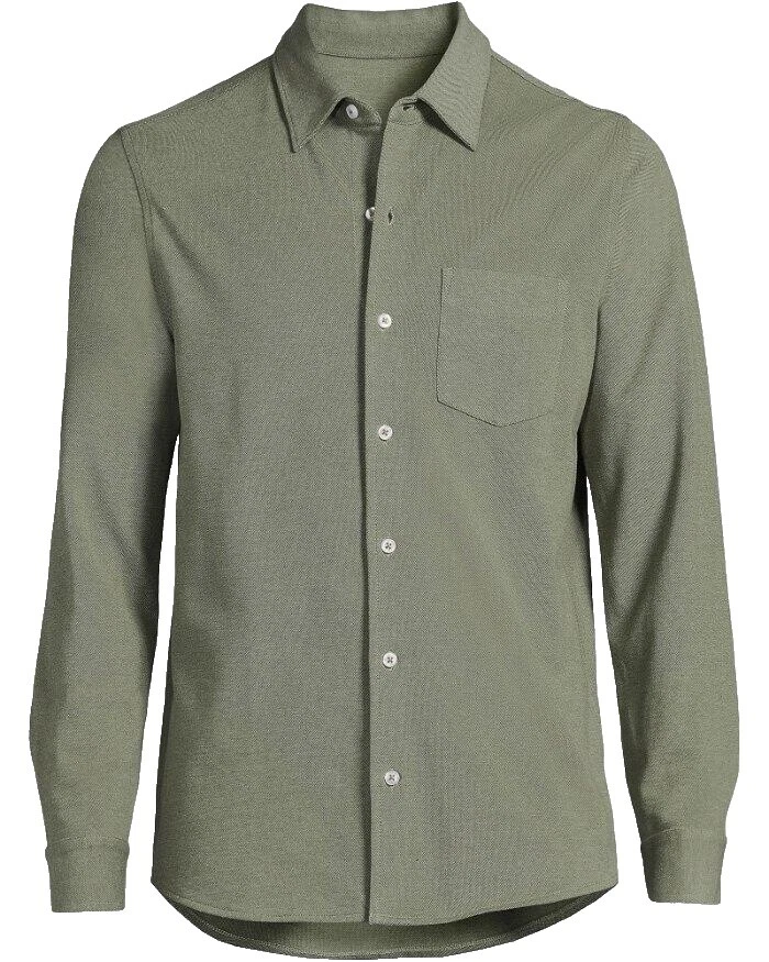 Lands' End Long Sleeve Solid Casual Button-Down Shirts for Men