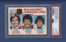 1978-79 OPC #68 GOALS AGAINST AVERAGE LEADERS DRYDEN/PARENT/GILBERT PSA 8 NM-MT