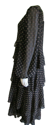 ワンピース Tiered Polka-Dot Long Dress black M ZARA Black Polka Dot Tiered Maxi Dress Bloggers' Fave Sold Out