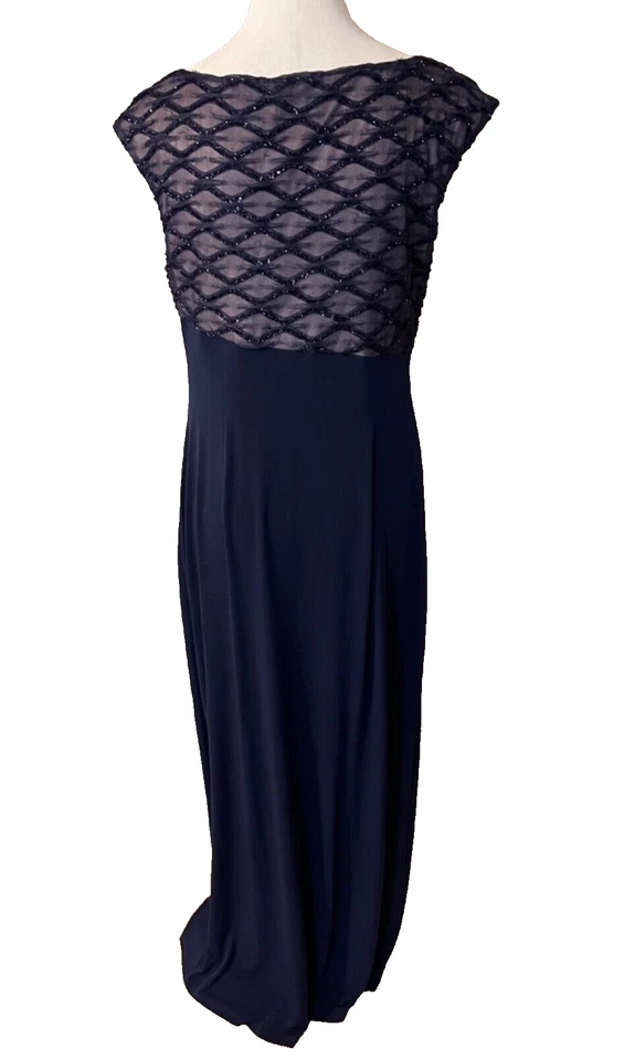 Vestido Largo Conectado 10 Azul Marino Elastizado Boda Fiesta Crucero Lavable NUEVO Foto 4 de 4