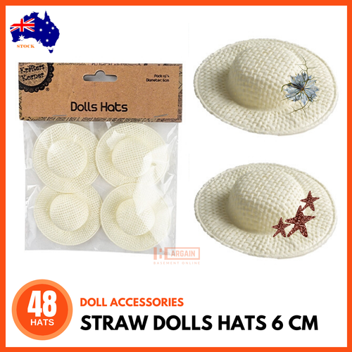 48 x CRAFT STRAW DOLLS HATS 6CM Toy 