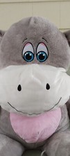 Smiling Hippo Plush Gray / Pink 32" Stuffed Animal 2022 Toy Factory, LLC