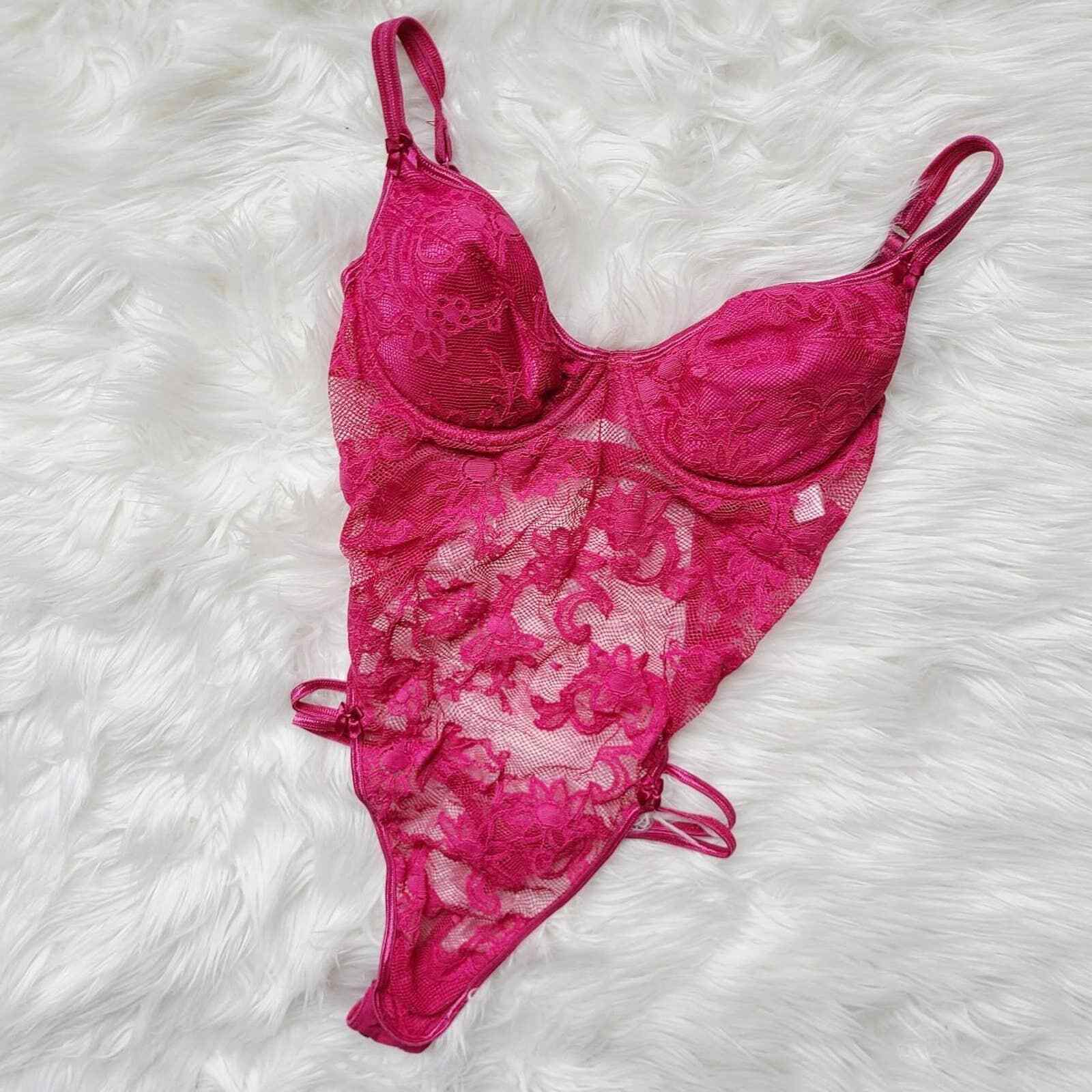Vintage Victoria's Secret y2k Bright Pink Sexy Bodysu… - Gem