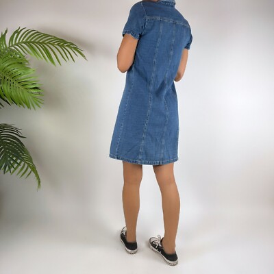 Vintage 90s Grunge Denim Jean Indie Streetwear Midi Shirt Dress / Size: 16  Teen | eBay