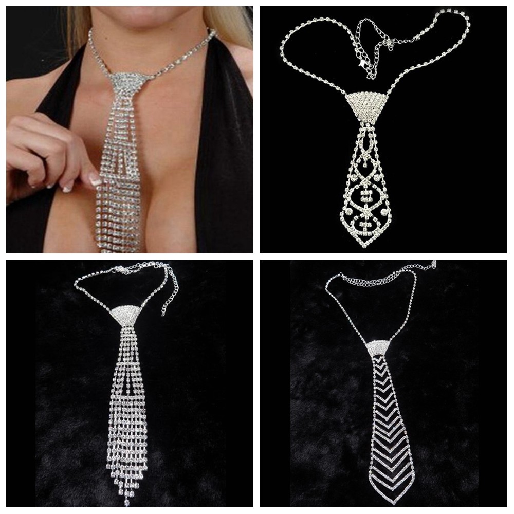 Sexy Women Rhinestone Crystal Bling Bow Tie Fashion Necktie