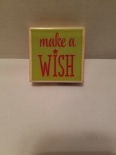 Hampton Art Rubber Stamp Wood Mounted Make a Wish Birthday 2.25 x 2.25" NEW