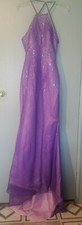 Tiffany Designs Style 6339 Purple Halter Ball Gown Dress Size 8