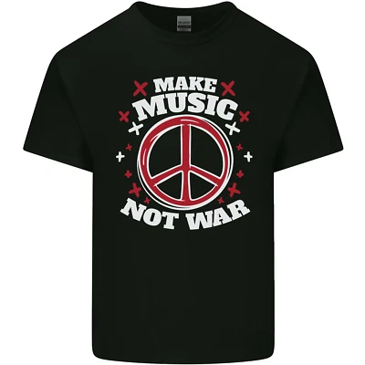 Maquillage Musique Pas Guerre Paix Hippie Rock contre la Mens Coton T-Shirt - Photo 1/4