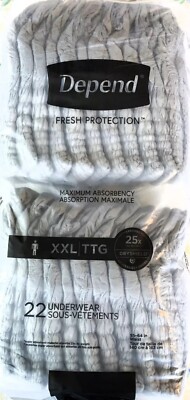 DEPEND FRESH PROTECTION INCONTINENCE BRIEFS MENS MAX. ABSORBENCY XXL GREY 22 CT