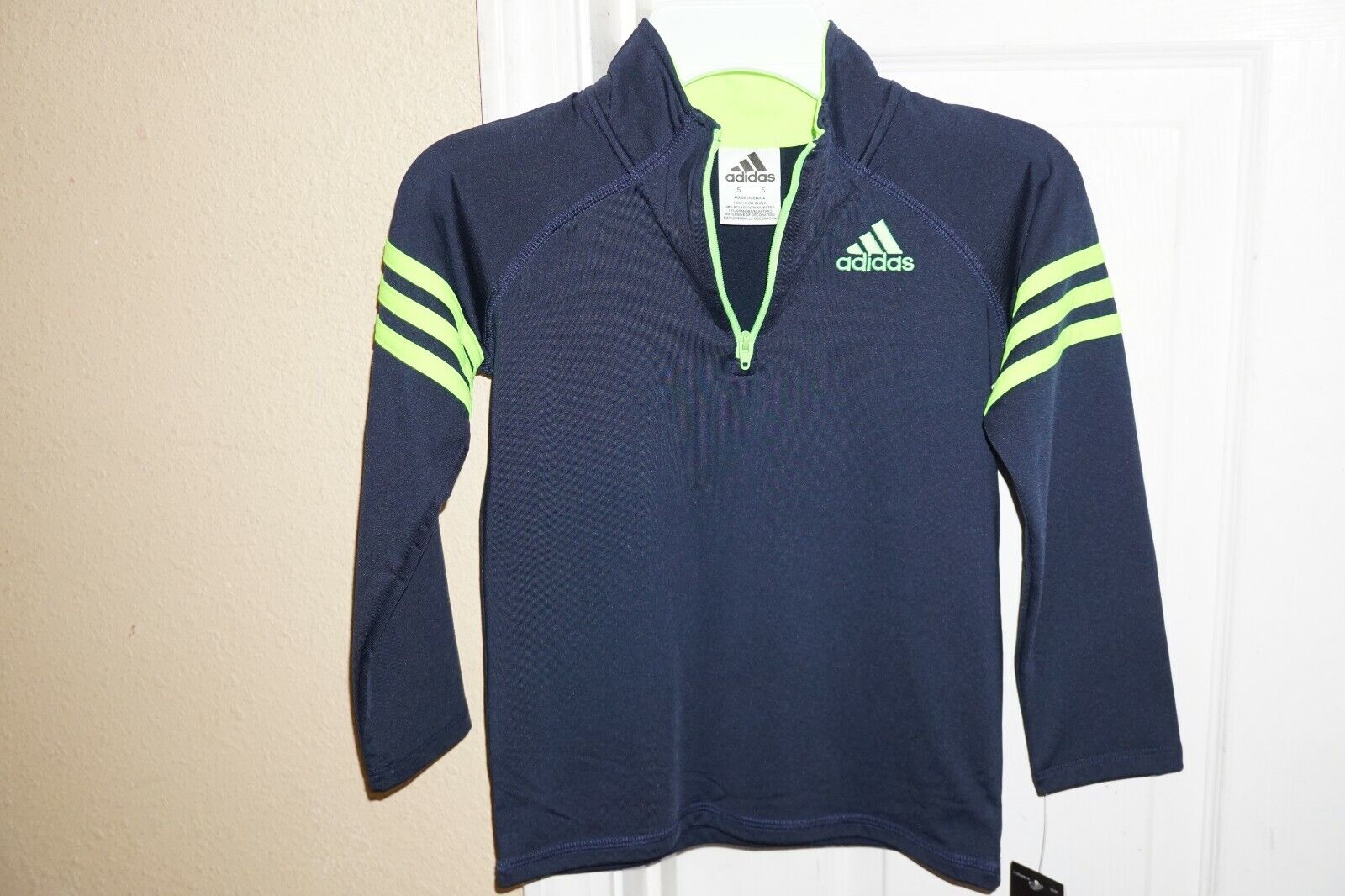 Adidas Kids Boys Navy / Green Long Sleeves Quarter-Zip Pullover
