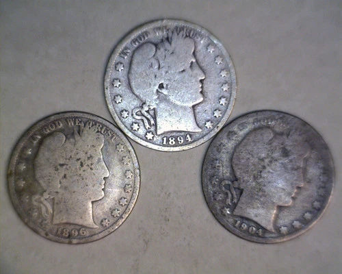 1894,1896,1904-S, BARBER HALF DOLLARS BELOW SILVER VALUE