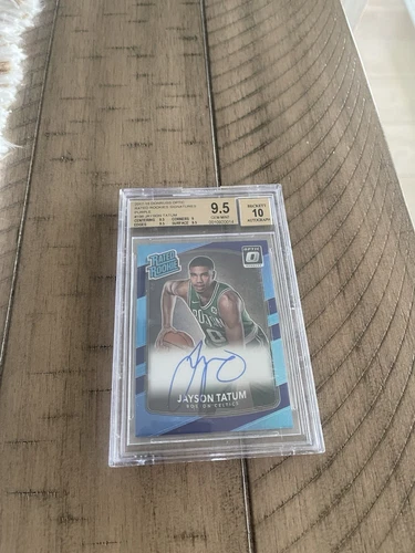2017-18 JAYSON TATUM RC ROOKIE PANINI DONRUSS OPTIC #198 PURPLE AUTO 10 BGS 9.5