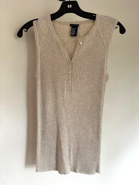 Theory Wheat Henley Tank  - Size M