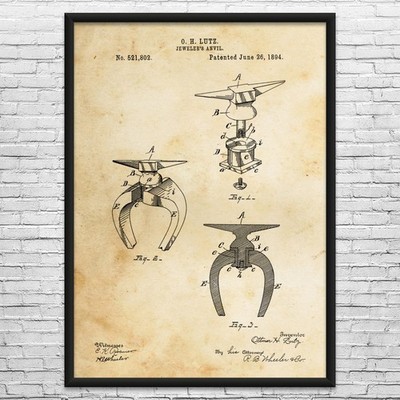 Jewelers Anvil Patent Wall Art: Workshop Art, Jeweler Gifts, Jewelry Store Decor