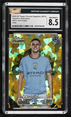 2022 Chrome Sapphire UEFA Club Competitions Gold Refractor 4/50 Phil Foden 0l6a
