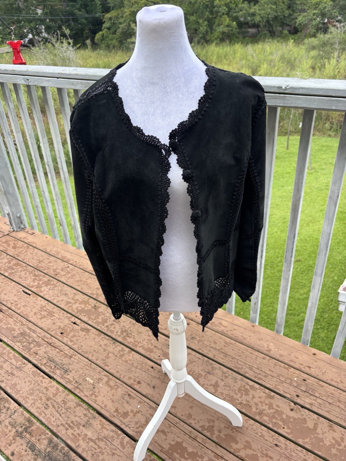 Suede Essentials Black Cropped Jacket Cardigan - image 1