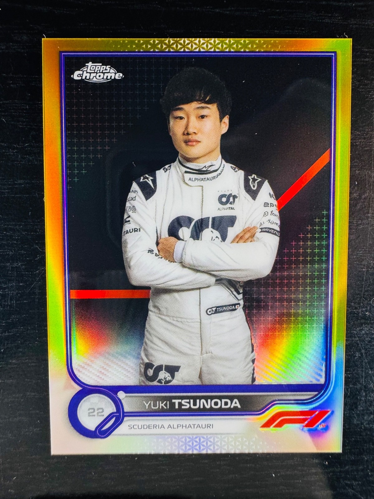 2022 Yuki Tsunoda Gold / Purple Refractor Topps Chrome #61 F1 Formula 1