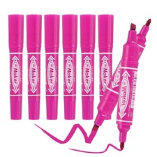 Broad  Fine Tip Markers, 8Pcs Oil-Based Markers Highlighter, Pink