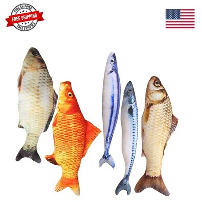 Catnip Toys 5 Pack - Simulation Fish Shape Realistic Fluffy Catnip Doll Inter...