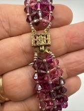 Artisan Glass Bead Bracelet Gold Tone Filigree Clasp Sparkle