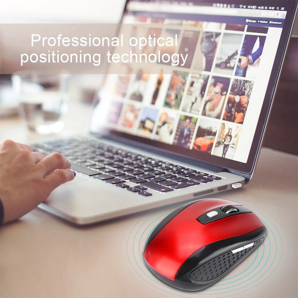 New 6D Ultra Thin 2.4G 1200DPI USB Wireless Mouse Ergonomic Optical Positioning - Image 3 of 4