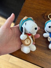 Crochet Snoopy flying ace brown keychain plushie Amigurumi Stuffed Doll
