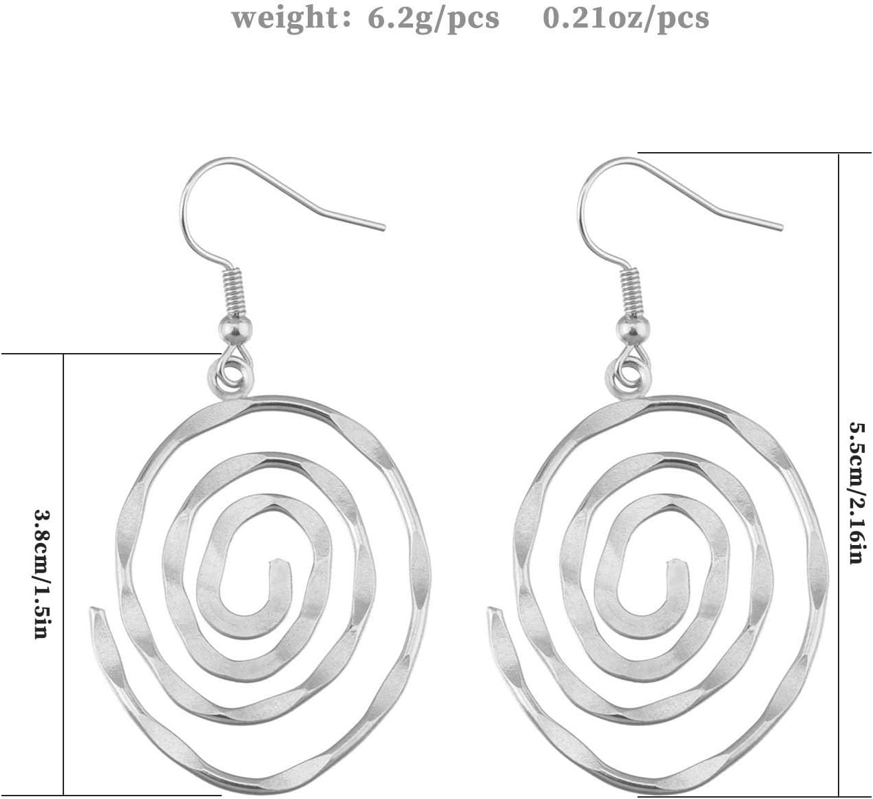 Chunky Silver Spiral Vortex Dangle Drop Earrings … - image 3