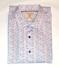 Image of Brook Taverner Mens Long Sleeved Shirt in White/ Multi Floral Design Size 17.5