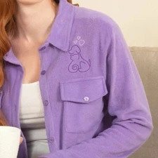 Polar Fleece Purple Dog / Cat Women's Size M Button Up Soft Sweater Jacket