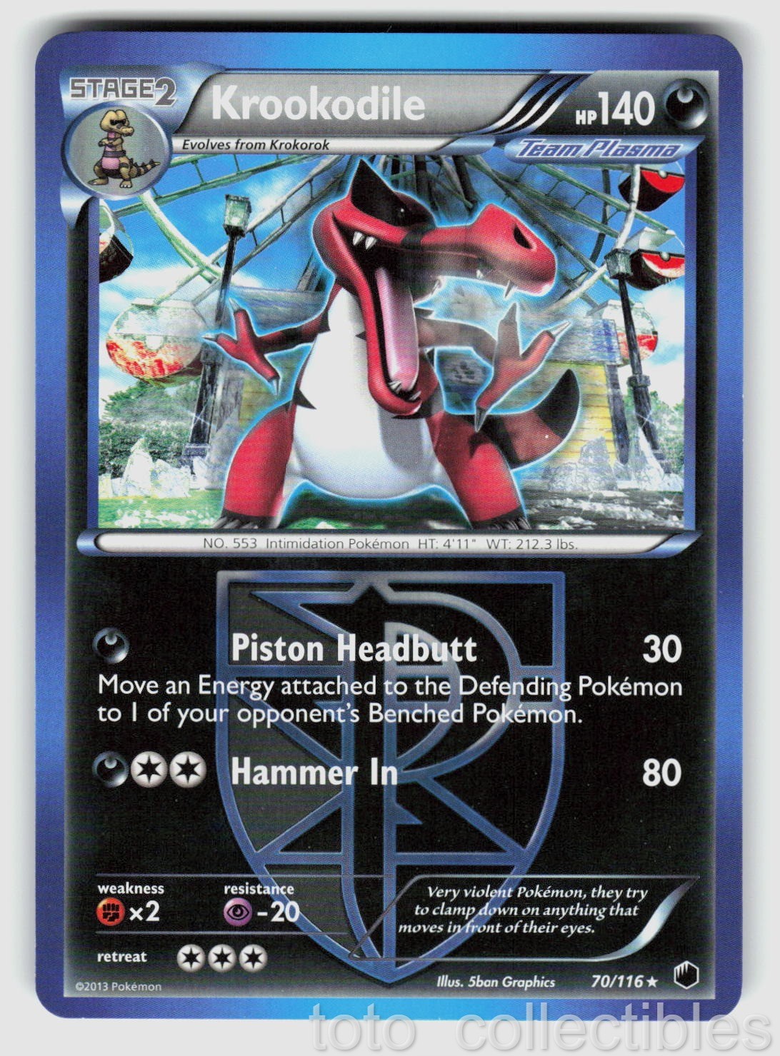 Krookodile 70/116 Rare Plasma Freeze Pokemon Near Mint