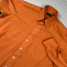 Vintage JcPenney Shirt Mens Large Rust Dagger Collar Perm Press Disco Button MOD