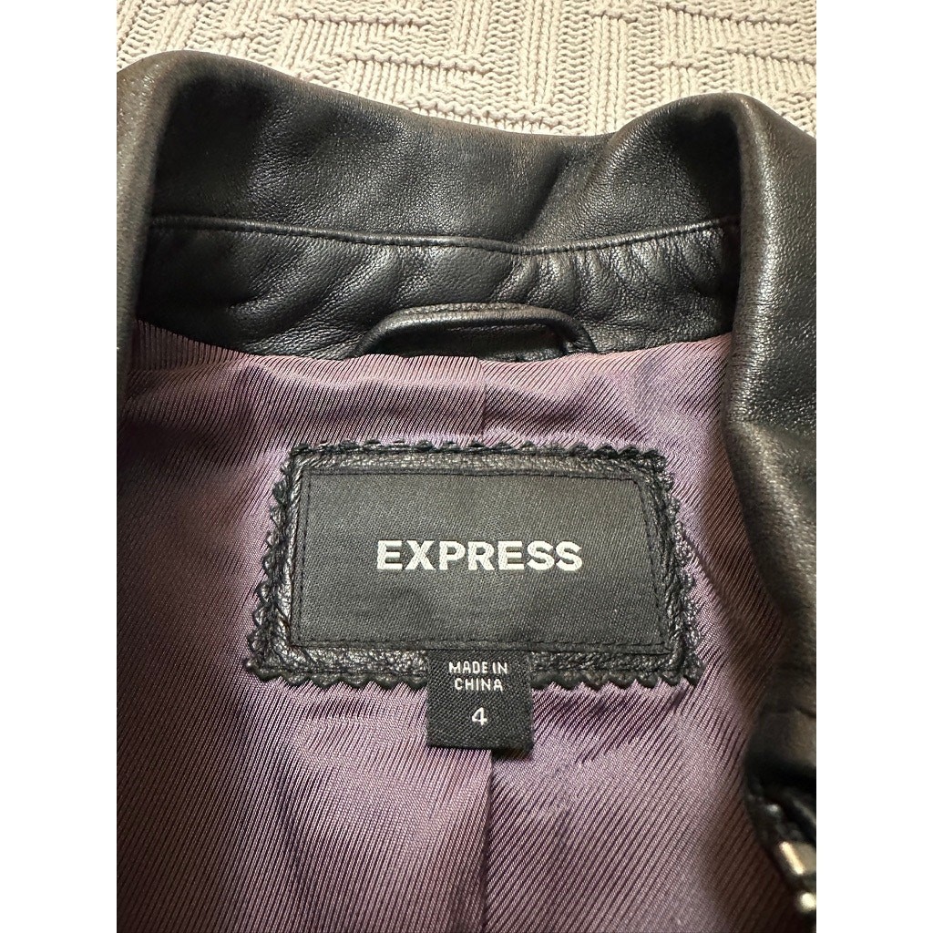 Express black leather jacket size 4 image 3