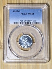1943-S Steel Lincoln Wheat Cent Penny MS65