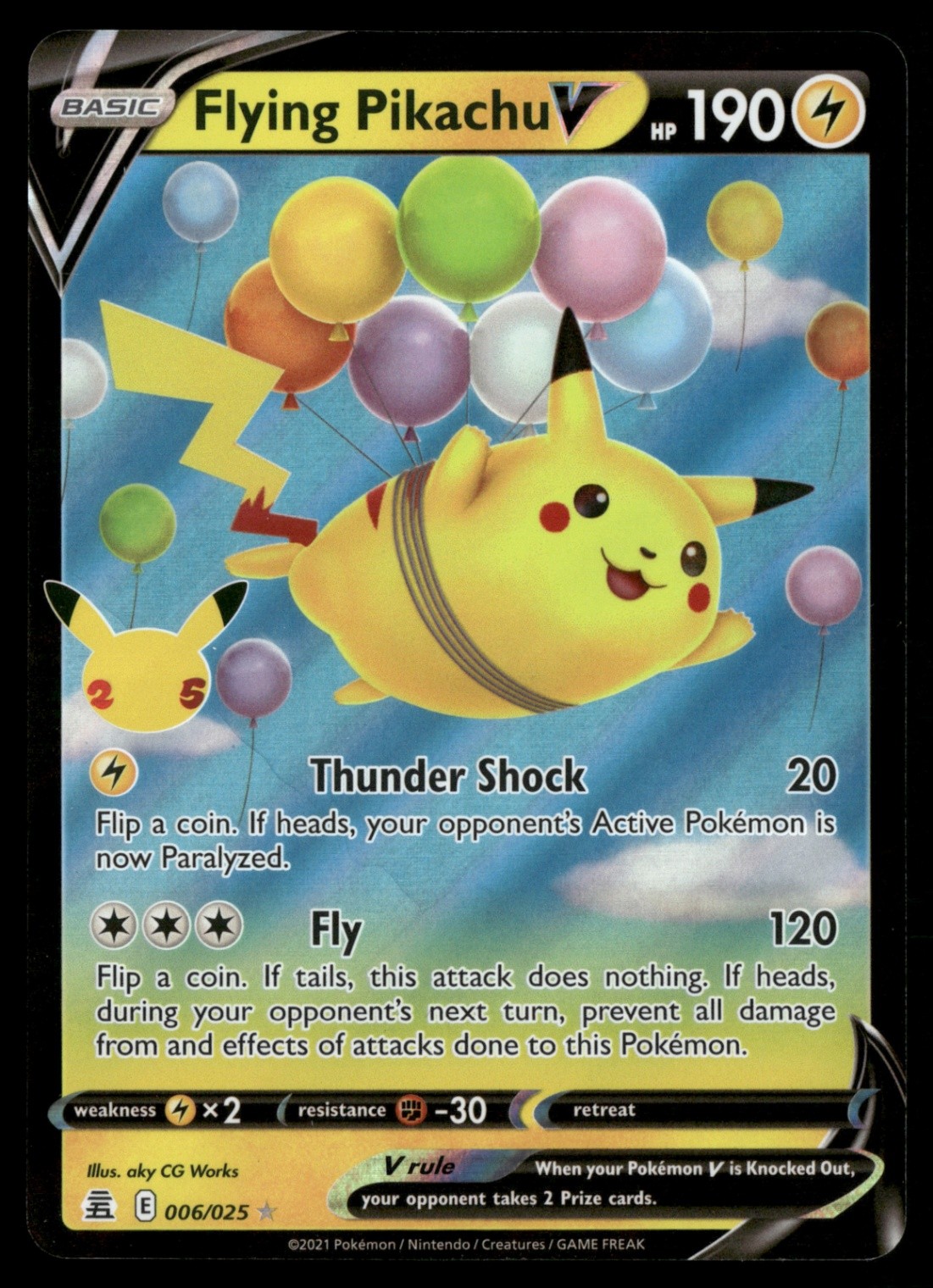 Flying Pikachu V Celebrations 006/025 Pokemon Card TCG