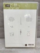 Stampin Up - BOUQUET BUNCH - Cling Rubber Stamp Set Of 8 Flowers Tree Vase Pot