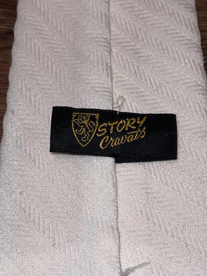 Corbata Story Cravats para hombre talla única blanca espiga 100 % poliéster boda formal Foto 3 de 4