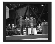 NEIL ARMSTRONG RECEIVING CONGRESSIONAL SPACE MEDAL OF HONOR 8X10 FRAMED PHOTO