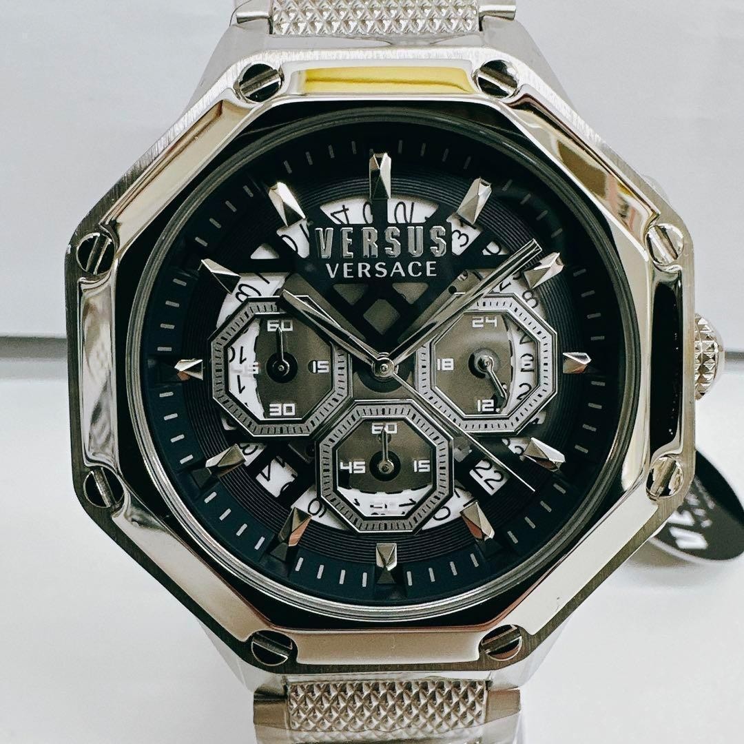 VERSACE Palestra Chronograph Black Dial Quartz Stainless Steel Men's Watch New image 6
