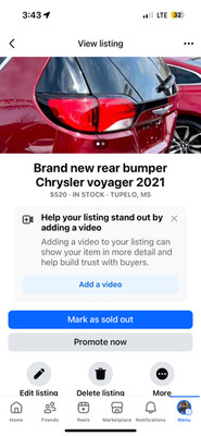 Bumper Cover Mopar 1HA82XDVAA red Chrysler voyager rear bumper cover