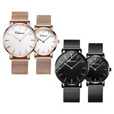 Classical Simple Round Dial Stainless Steel Waterproof Couple's Wrist Watches