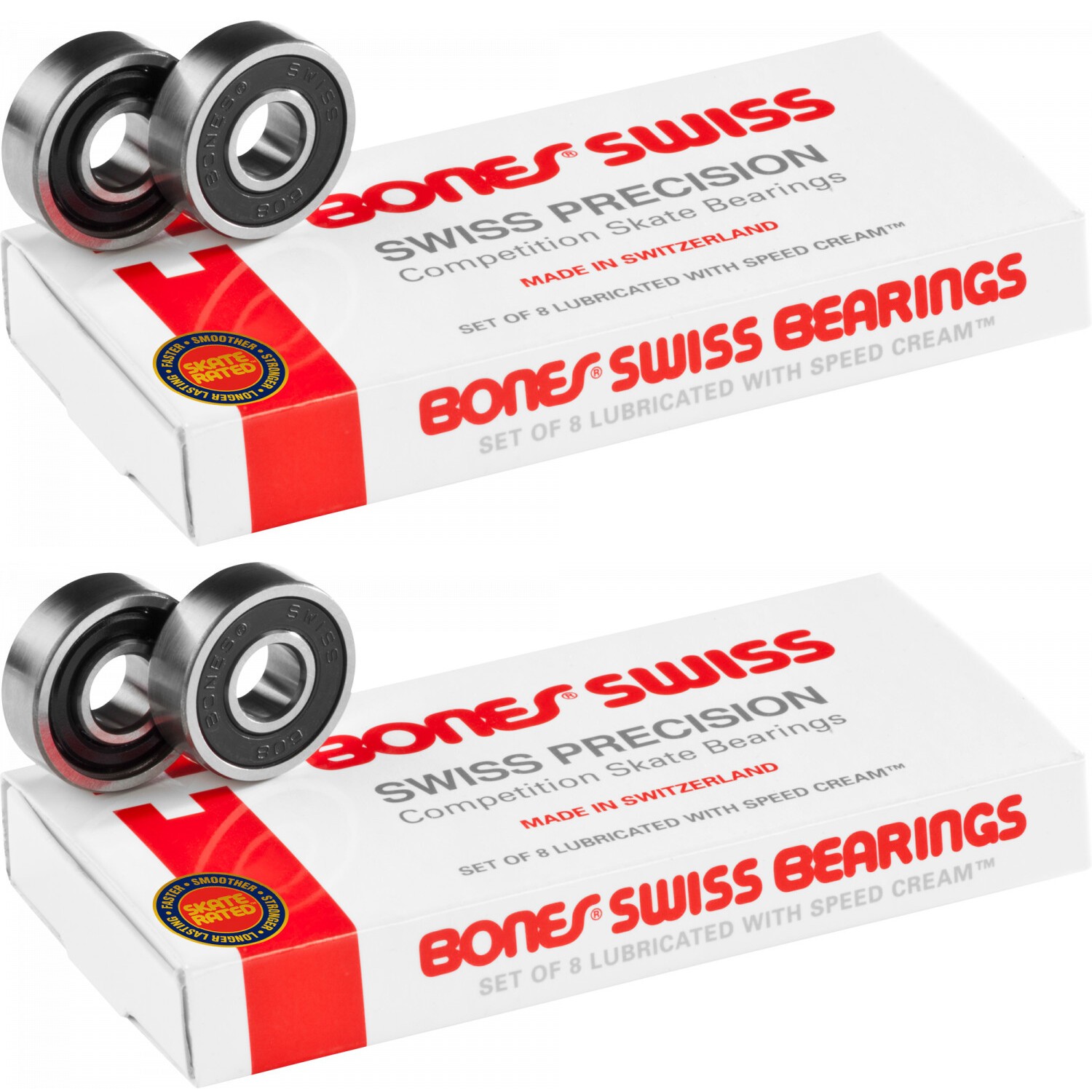 Bones Bearings Skate Bearings Swiss 16-Count 8mm 608 Skatebo