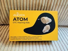 Audien ATOM Wireless Rechargeable Hearing Amplifier to Aid Hearing In Box