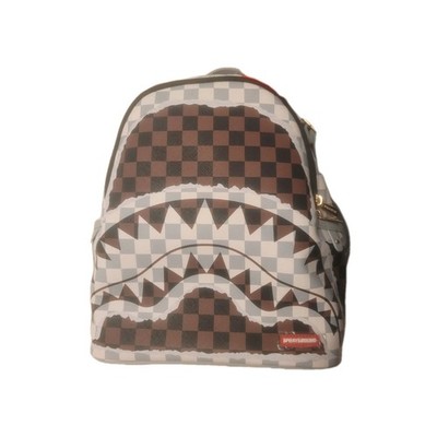 NWT Sprayground Shark Legacy Check Savage Mini/Small Backpack Gray/White/Br/BLK