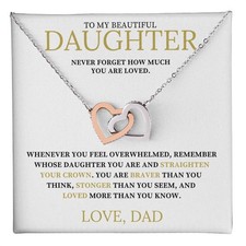 Two Heart Pendant Necklace- Rose/White or 18k Yellow Gold Finish   Daughter Gift