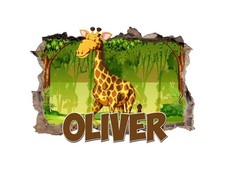 Personalised Animal Design Any Name Wall Decal 3D Sticker Vinyl Bedroom idea 3